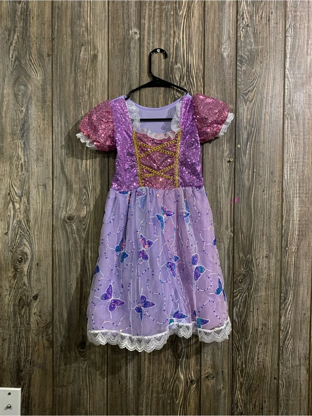 Rapunzel Inspired Butterfly Sequin Kids Costume Dress
